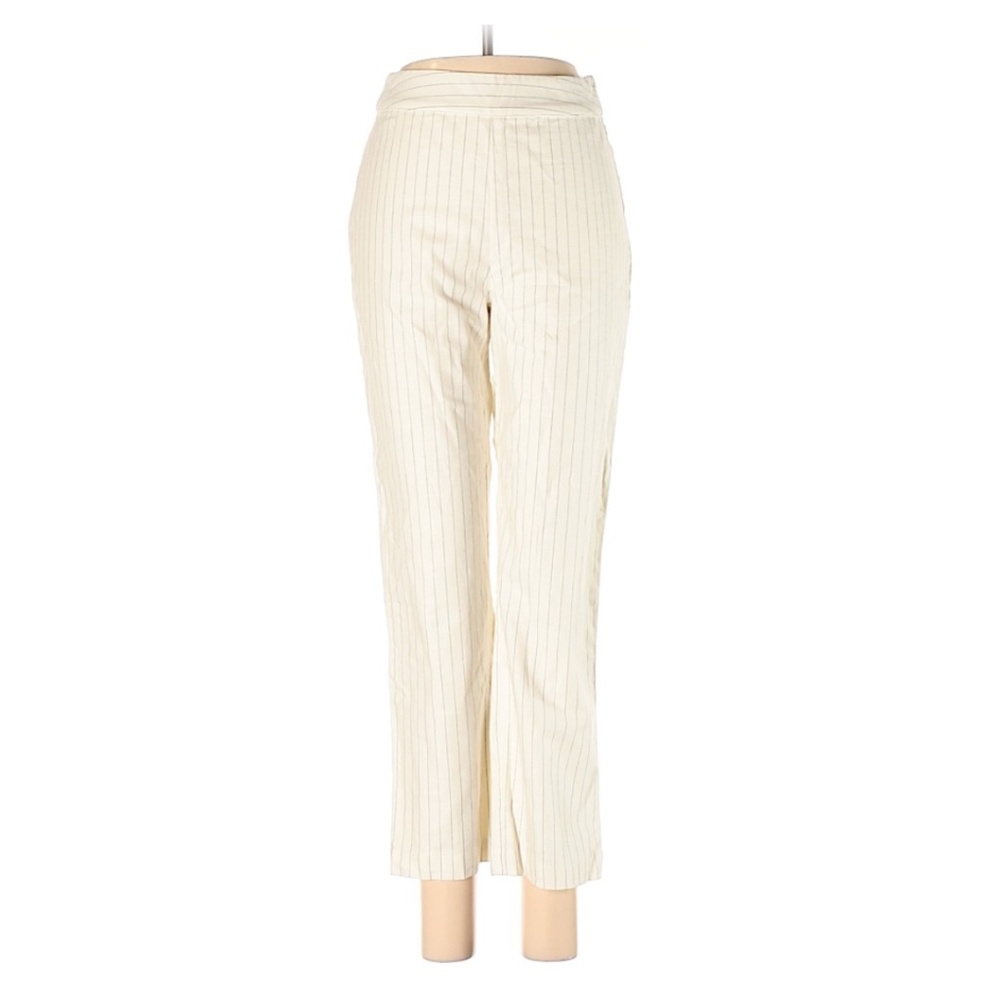 Sienna Striped White High-Rise Linen Pants - S